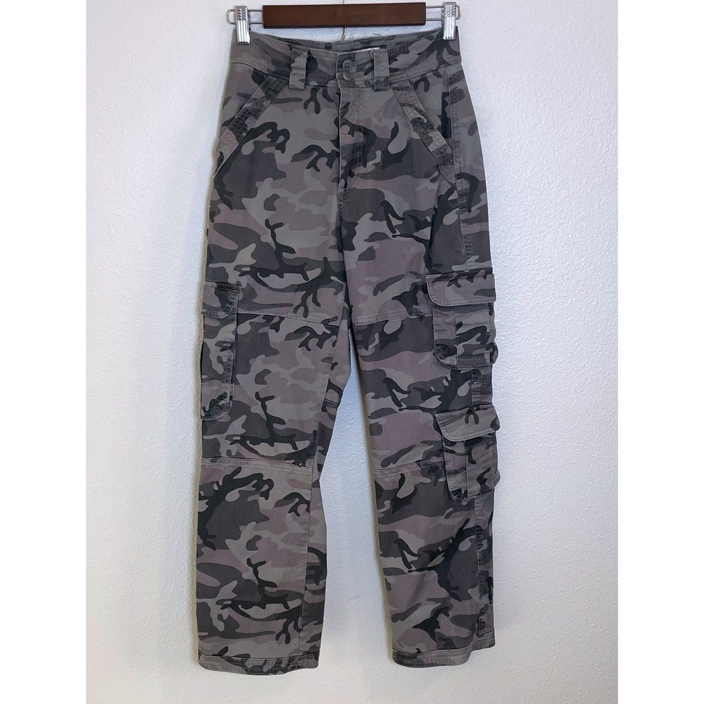 Y2k Abercrombie & Fitch Pants Womens 24/00 Gray Camouflage Outdoor Straight‎ Leg